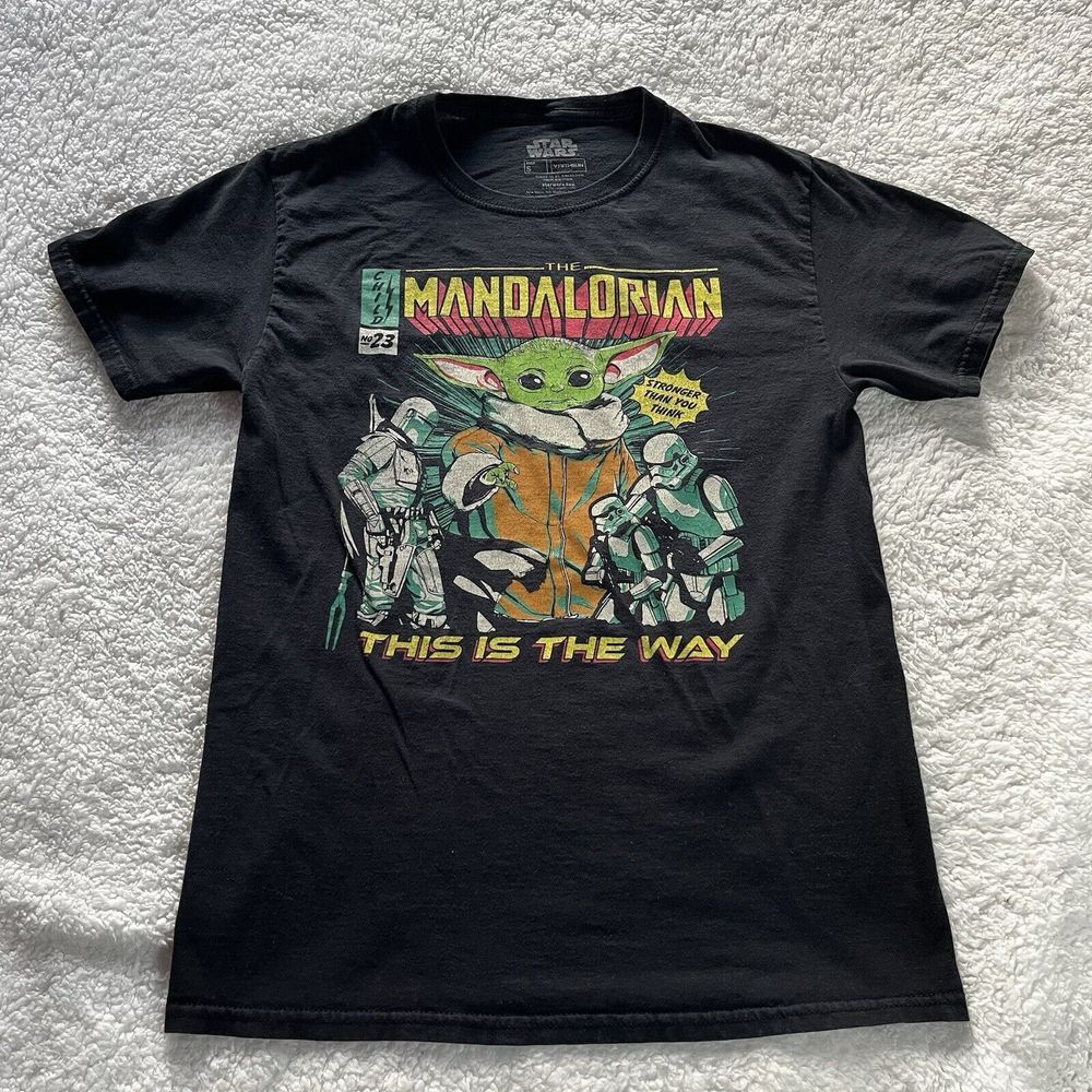 Star Wars Mandalorian T-Shirt The Child Grogu Retro Comic‎ No 23 Sz S Black Men